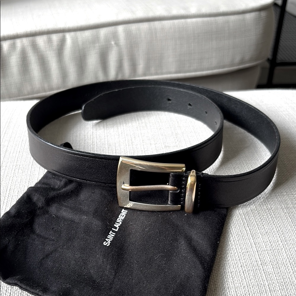Saint Laurent Black Leather Belt